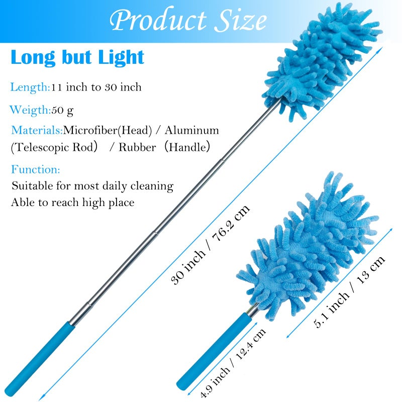 M-Jump 3 Pack Retractable Long-Reach Washable Duster for Cleaning, Microfiber Hand Duster Brush with Telescoping Pole for Cleaning Car, Window, Furniture, Office - Image 2
